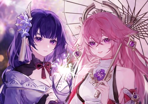  raiden shogun and yae miko genshin impact drawn by hecha10699 sample c7f1b96cb2834dc5ebb603d9fec14b