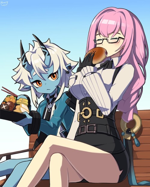 soukaku and tsukishiro yanagi zenless zone zero drawn by harang08169141 sample e8b1283418a8f0a74982