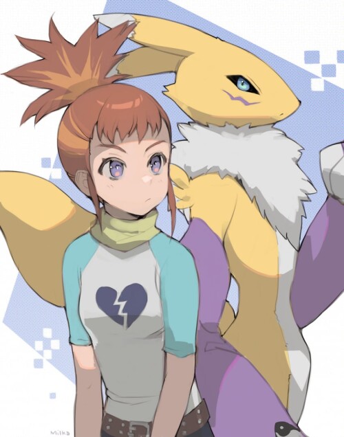  renamon and makino ruki digimon and 1 more drawn by milka milk4ppl sample 5817081a90fe91f5586847873